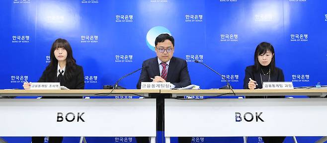 서정석 한국은행 경제통계국 금융통계팀장이 21일 오전 서울 중구 한국은행에서 2023년 3분기 가계신용(잠정)의 주요 특징을 설명하고 있다.(사진제공=한국은행) *재판매 및 DB 금지