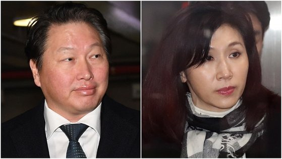 최태원(왼쪽) SK그룹 회장과 이혼소송 중인 노소영 아트센터 나비 관장. 연합뉴스