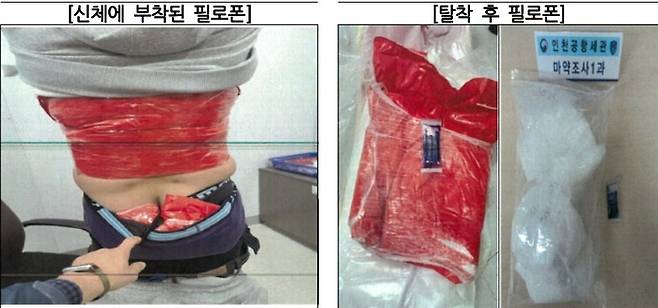 몸에 숨긴 마약(인천지검 제공)