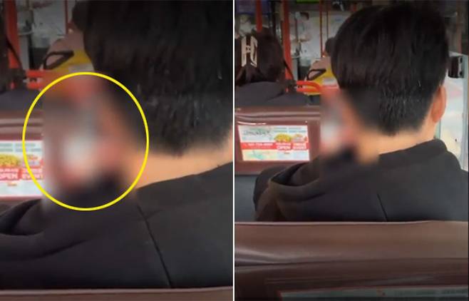 버스에서 음란물을 시청 중인 남성.  YTN 보도 화면 캡처
