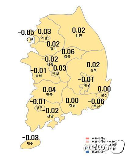 시도별 아파트 매매가격지수 변동률./뉴스1