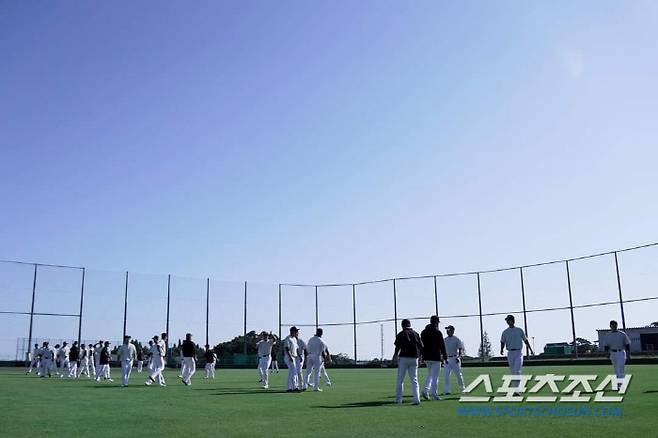 미야자키에서 마무리 훈련을 진행한 한화 선수단. 사진제공=한화 이글스