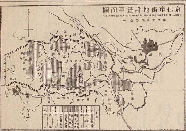 1939년 조선총독부가 발표한 경인시가지계획 평면도. [인터넷 캡쳐]