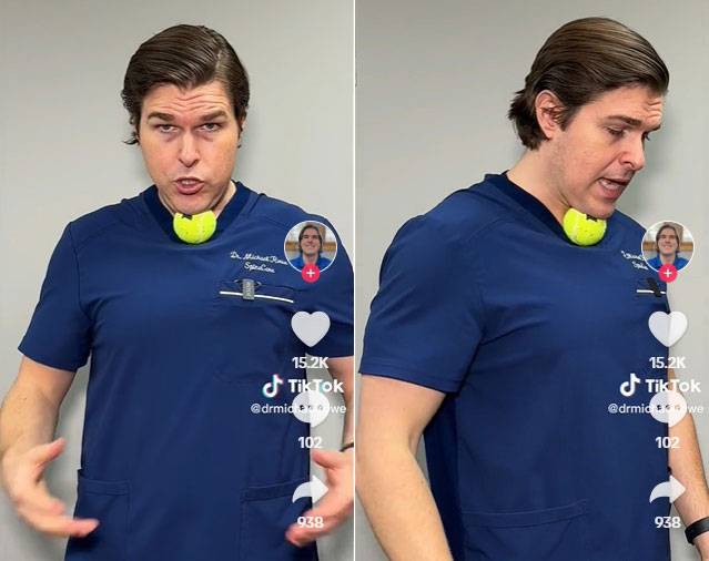 마이클 로우 박사​가 소개한 이중턱 없애는 간단 운동./사진=마이클 로우 박사 틱톡 캡처