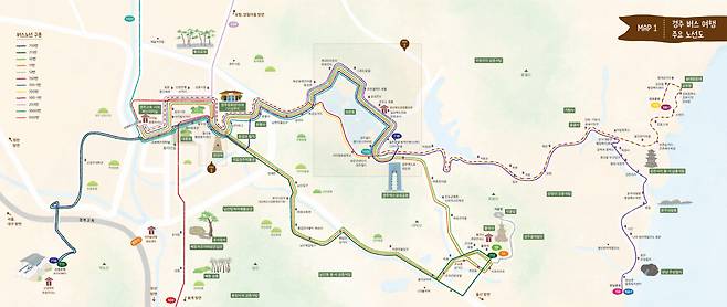 '버스 타고 경북 여행' 경주 지도.[경북도 제공]