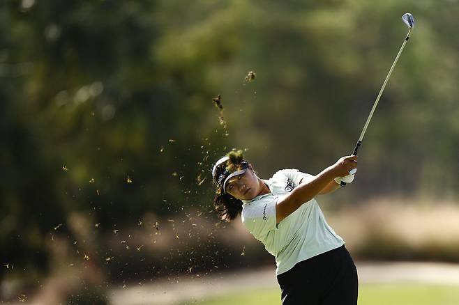 유해란이 지난 18일 미국 플로리다주 네이플스의 티뷰론 골프클럽에서 열린 LPGA 투어 2023 시즌 최종전 CME그룹 투어 챔피언십 2라운드 2번홀에서 어프로치샷을 하고 있다./AFP 연합뉴스
