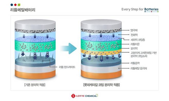 리튬메탈음극재의 안정성 향상을 위한 분리막 코팅소재 기술 개발 ⓒ롯데케미칼