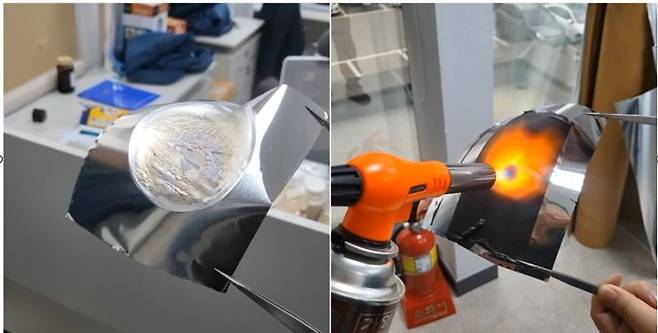 그래핀 코팅재 적용 전, 적용 후 실험