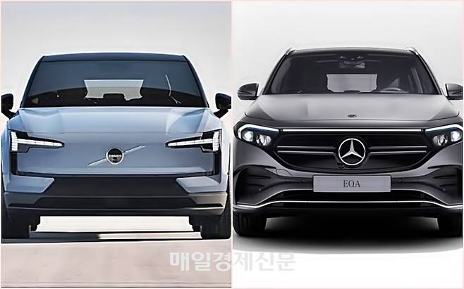 볼보 EX30(왼쪽)과 벤츠 EQA [사진출처=볼보, 벤츠]