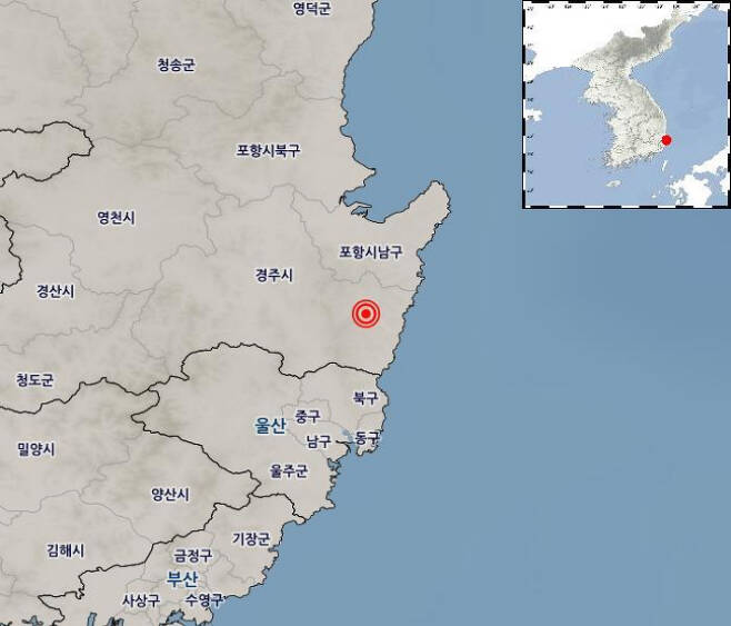 30일 새벽 경북 경주 동남쪽에서 4.0 규모의 지진이 발생했다. 기상청 제공