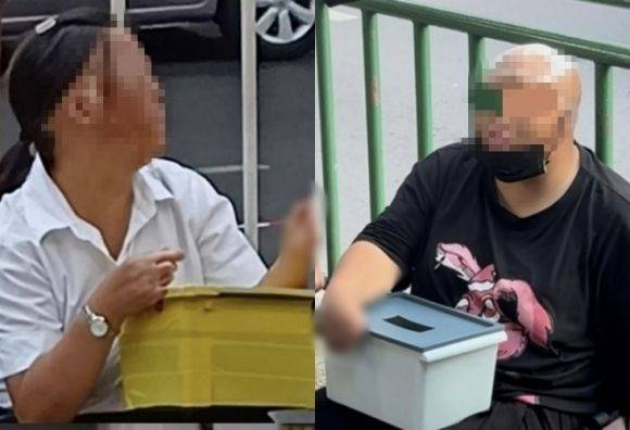 태국 거리에서 구걸하고 있는 중국인들. [이미지출처=페이스북]