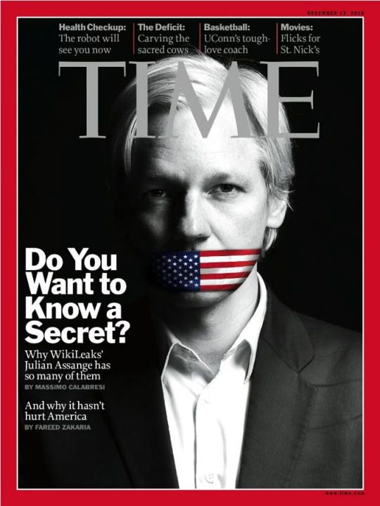 지난 2010년 12월 타임지가 선정한 '올해의 인물'에서 1위를 차지한 위키리크스 설립자 줄리언 어산지. 당시 미국이 이라크전에서 민간인을 공습한 영상 등을 폭로해 세계에 충격을 안기며 유명세를 치렀다.