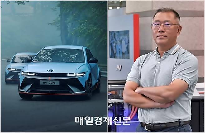 아이오닉 5N과 정의선 회장 [사진출처=현대차]