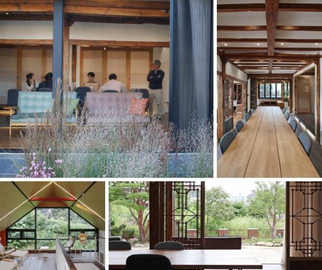 ▲100년 고옥의 대들보와 기둥, 툇마루를 그대로 보존하면서 새로운 현대적 건축 디자인을 조화롭게 적용한 스페이스닷 강릉의 내부 ⓒ스페이스닷 제공