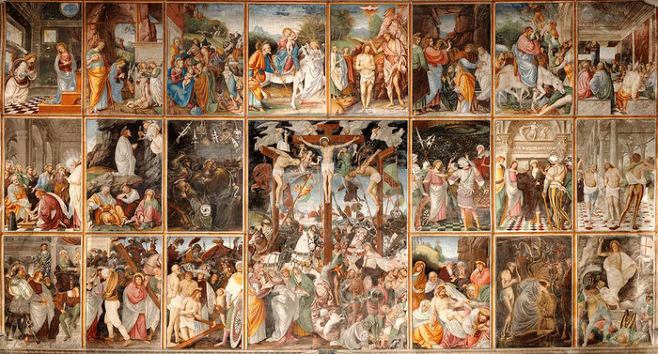 이탈리아 화가 가우덴지오 페라리가 16세기에 그린 예수 그리스도의 생애. 예수의 출생부터 예수의 공생애, 그리고 십자가 위에서의 죽음까지 모두 묘사한 작품입니다. 소설 ‘우리 동네 아이들’에 등장하는 리파아는 예수를 현대적으로 재해석한 인물입니다. [Wikimedia Commons]