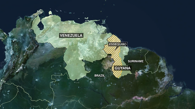 가이아나의 74% 가량인  과야나 에세키바 지역 (출처:CNN)