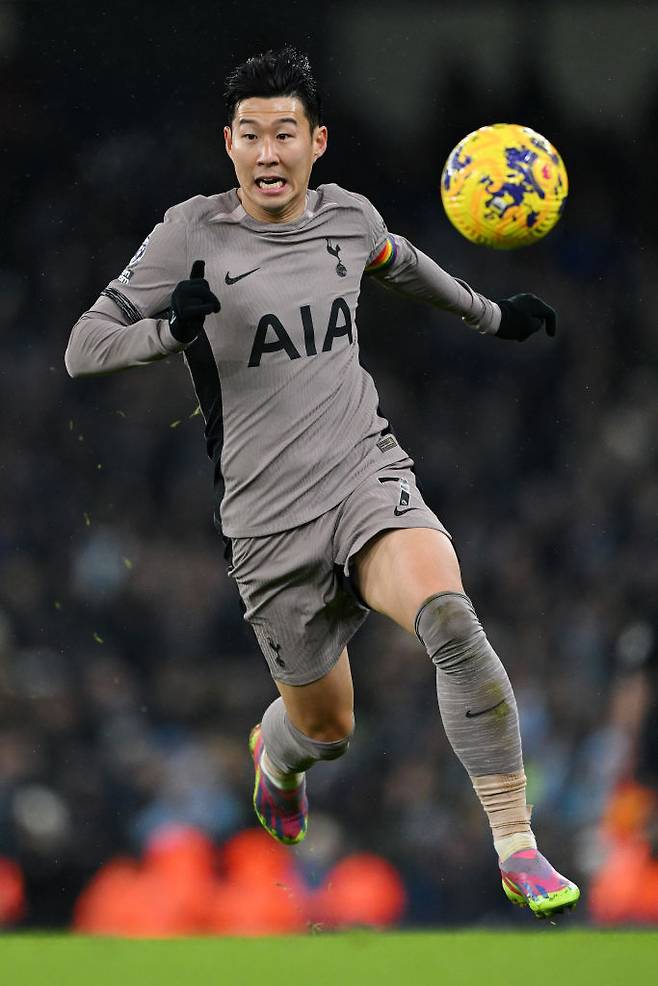 맨시티전에서 드리블하는 손흥민. 게티이미지코리아