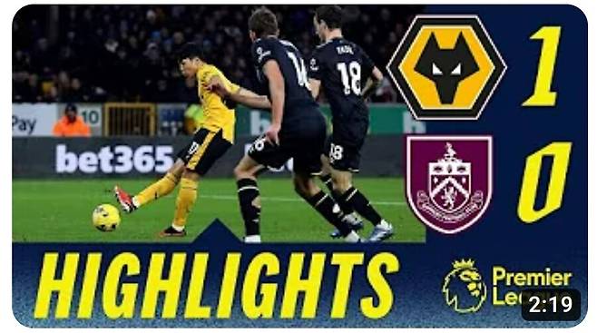 ▲ 황희찬의 골 장면을 하이라이트 섬네일로 사용한 번리 ⓒ번리 유튜브