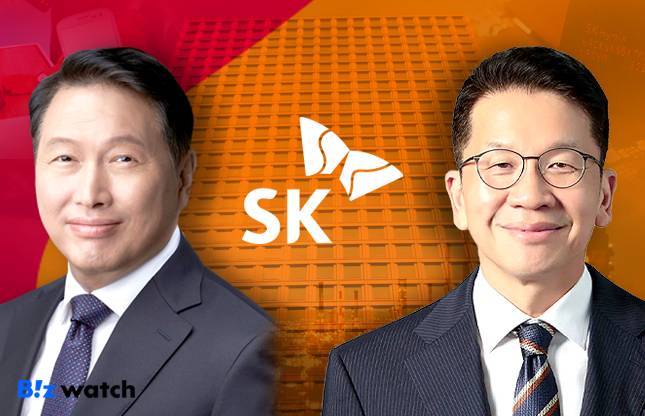 최태원(왼쪽) SK그룹 회장과 최창원 SK디스커버리 부회장./그래픽=비즈워치