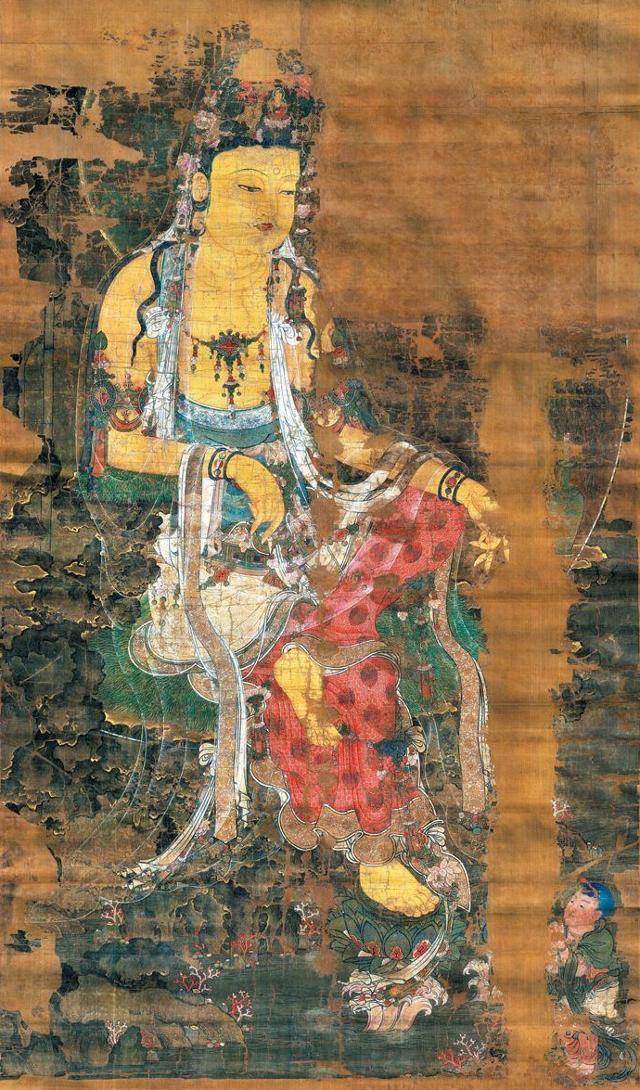 김우 외 고려 궁정화가들, '수월관음도', 419.5x252.2cm, 1310. 일본 가가미신사 소장