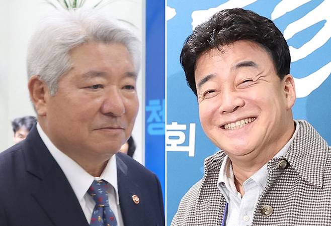 6일 신임 방송통신위원회 위원장에 지명된 김홍일 국민권익위원장(왼쪽)이 과거 백종원 더본코리아 대표(오른쪽)의 가정교사였다는 사실이 이날 알려졌다. 뉴스1