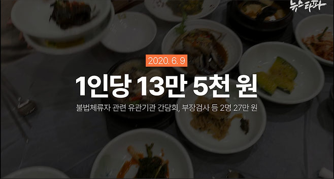 &nbsp;▲대전지검 서산지청의 2020년 6월 업추비 법카 사용 내역을 보면, 당시 서산 시내 한정식집에서 업무추진비로 27만 원어치를 먹었는데, 사용자는 부장검사 등 2명으로 기록돼 있다.&nbsp;