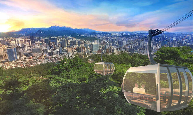 서울시가 2025년 11월부터 운행을 시작하려고 계획 중인 남산 곤돌라 조감도. 서울시 제공