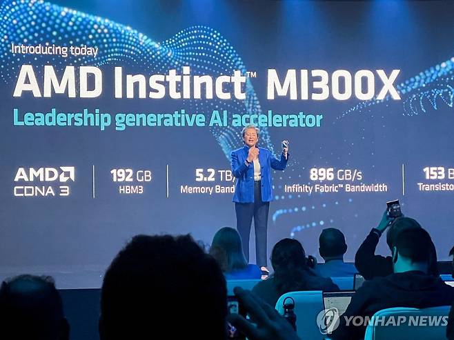 AMD의 AI 칩 MI300X 출시 모습 [샌프란시스코 로이터=연합뉴스]