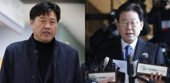 김용 전 민주연구원 부원장(왼쪽)과 이재명 더불어민주당 대표(오른쪽). 경향신문 자료사진