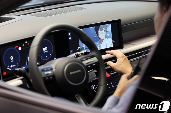 지난 5일 서울 강남구 언주로 현대 모터스튜디오 서울에서 공개된 ‘더 뉴 투싼’의 내부 모습. 2023.12.6/뉴스1 ⓒ News1 김진환 기자