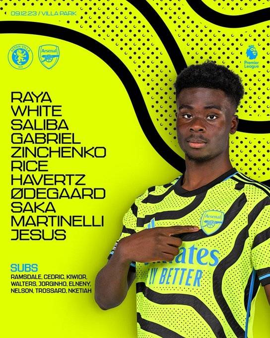 아스널 선발 명단. 아스널 공식 SNS
