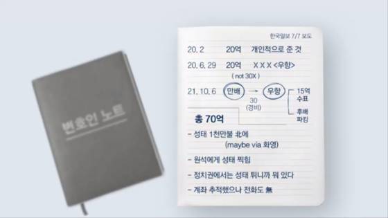 김만배씨 변호인 수첩 중 일부 [영상디자인 정수임]