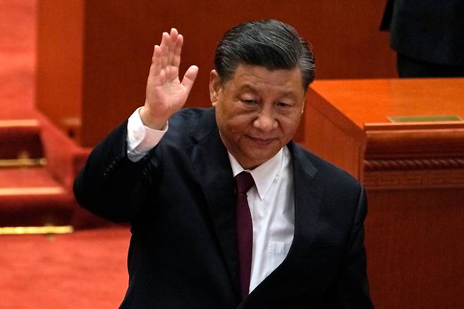 시진핑 중국 국가주석이 지난달 8일 베이징 인민대회당에서 열린 베이징 동계올림픽 및 장애인올림픽 롤모델 표창식에 참석하고 있다./AP 연합뉴스
