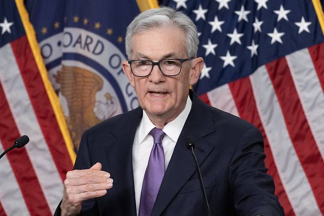 12월13일, 제롬 파월 미국 연방준비제도 의장이 올해의 마지막 FOMC(연방공개시장위원회) 회의를 마친 직후 기자회견에서 기자들에게 답변하고 있다. ⓒEPA