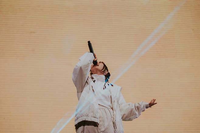 Vocal Ikura sings during the Yoasobi concert, Sunday. (LIVET, Kato Shumpei)