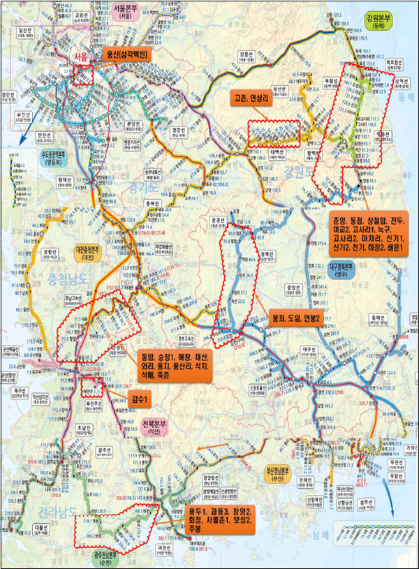 스마트 철도건널목 안전설비 개량 대상 개소(2024년, 38개소) ⓒ국가철도공단