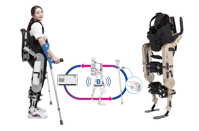 엑소아틀레트의 ‘웨어러블 재활로봇 EAM’. 코스모 그룹은 엑스아틀레트 사명을 코스모로보틱스로 변경하고 상장을 추진 중이다. [사진 출처=엑소아틀레트]