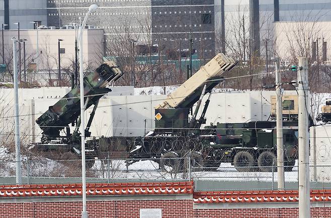 경기도 평택시 캠프 험프리스에 18일 패트리엇 미사일이 배치돼 있다. 평택=연합뉴스