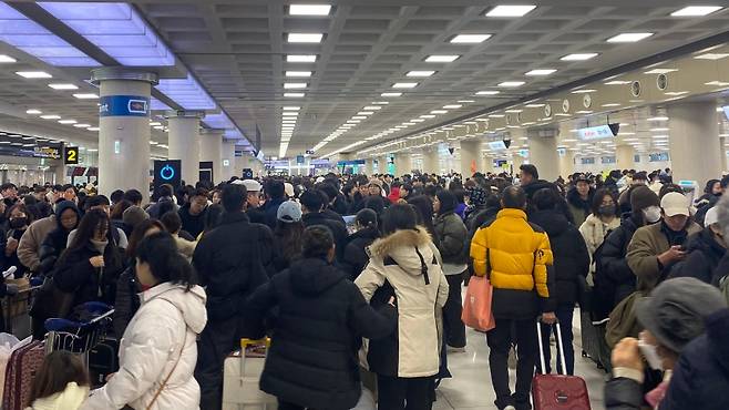 오늘 (22일) 제주국제공항 출발 대합실 (김지훈 기자 촬영)