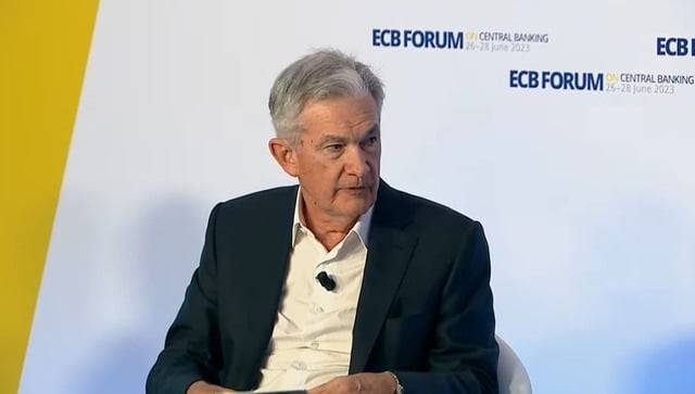 제롬 파월 미 연방준비위원장이 지난 6월 유럽중앙은행 포럼에서 인플레 완화에 대해 이야기 하고 있다 / 사진=ECB 포럼 유튜브 갈무리