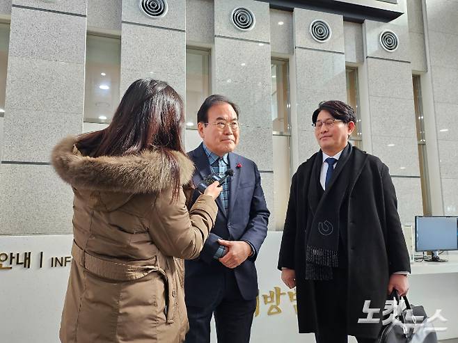 공판을 마치고 나온 서거석 교육감. 김대한 기자