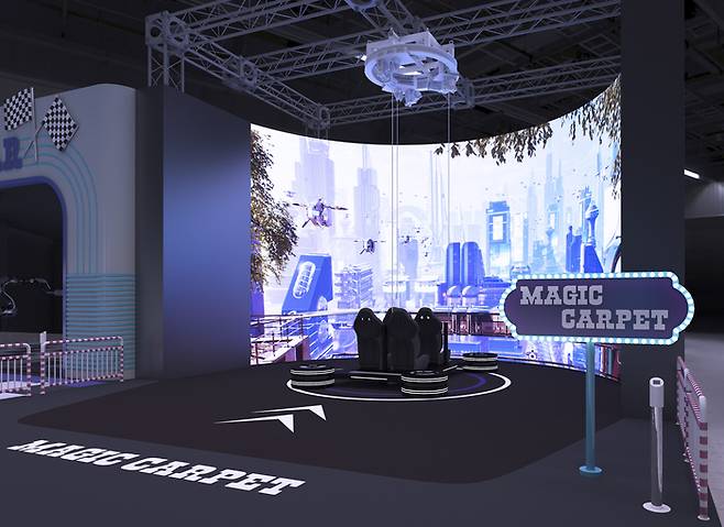 SK텔레콤이 다음달 열리는 세계 최대 IT·가전 전시회 CES 2024에서 인공지능(AI) 등 다양한 기술을 선보인다. 사진은 UAM 기체를 형상화 한 매직카펫 조감도. SK텔레콤 제공.