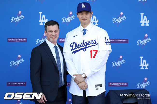 [사진] LA 다저스 앤드류 프리드먼 사장, 오타니 쇼헤이. ⓒGettyimages(무단전재 및 재배포 금지)