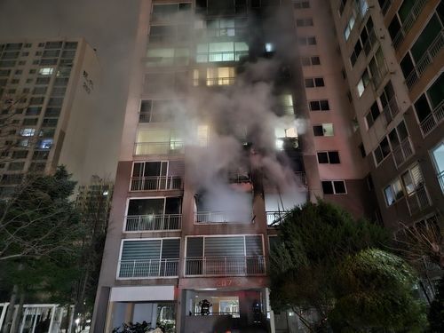 성탄절인 25일 새벽 서울 도봉구의 한 고층 아파트에서 불이 나 2명이 숨지고 29명이 다쳤다.[이미지출처=도봉소방서 제공, 연합뉴스]