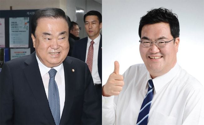 문희상 전 국회의장(왼쪽) 아들 문석균씨. /조선DB