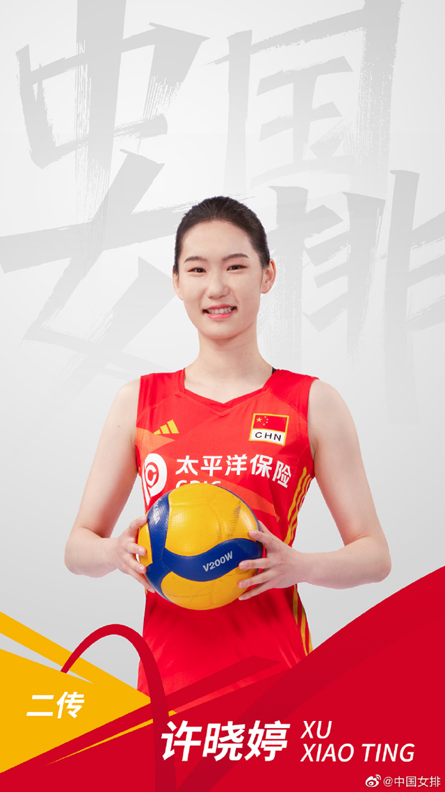 쉬샤오팅 2023 네이션스리그 국가대표 프로필. 사진=중국배구협회 공식 SNS