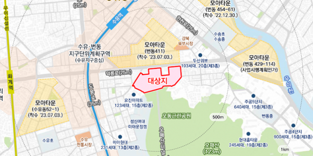 북구 번동 441-3일대 위치도. 서울시 제공