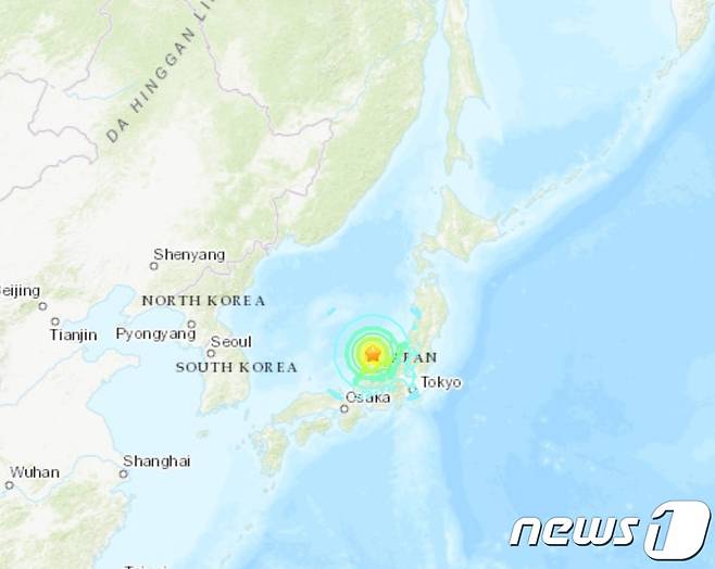 (서울=뉴스1) 이유진 기자 = 일본 혼슈(本州)의 동해 연안에 있는 이시카와현에서 1일 오후 4시10분쯤 규모 7.6 강진이 발생했다. 출처: USGS