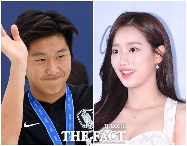 차량 데이트를 하며 풋풋한 관계를 이어가고 있는 프랑스 리그1 파리 생제르맹의 이강인(왼쪽)과 걸그룹 에이프릴 출신 배우 이나은. /더팩트DB