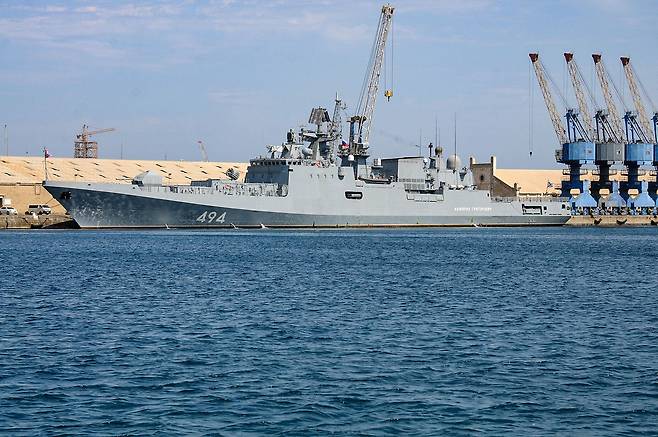 수단항에 정박한 러시아 해군 소속 호위함 그리고로비치호/AFP 연합뉴스
